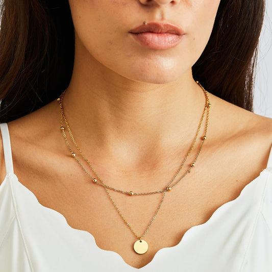 AFSTALR Layered Coin Pendant Necklace