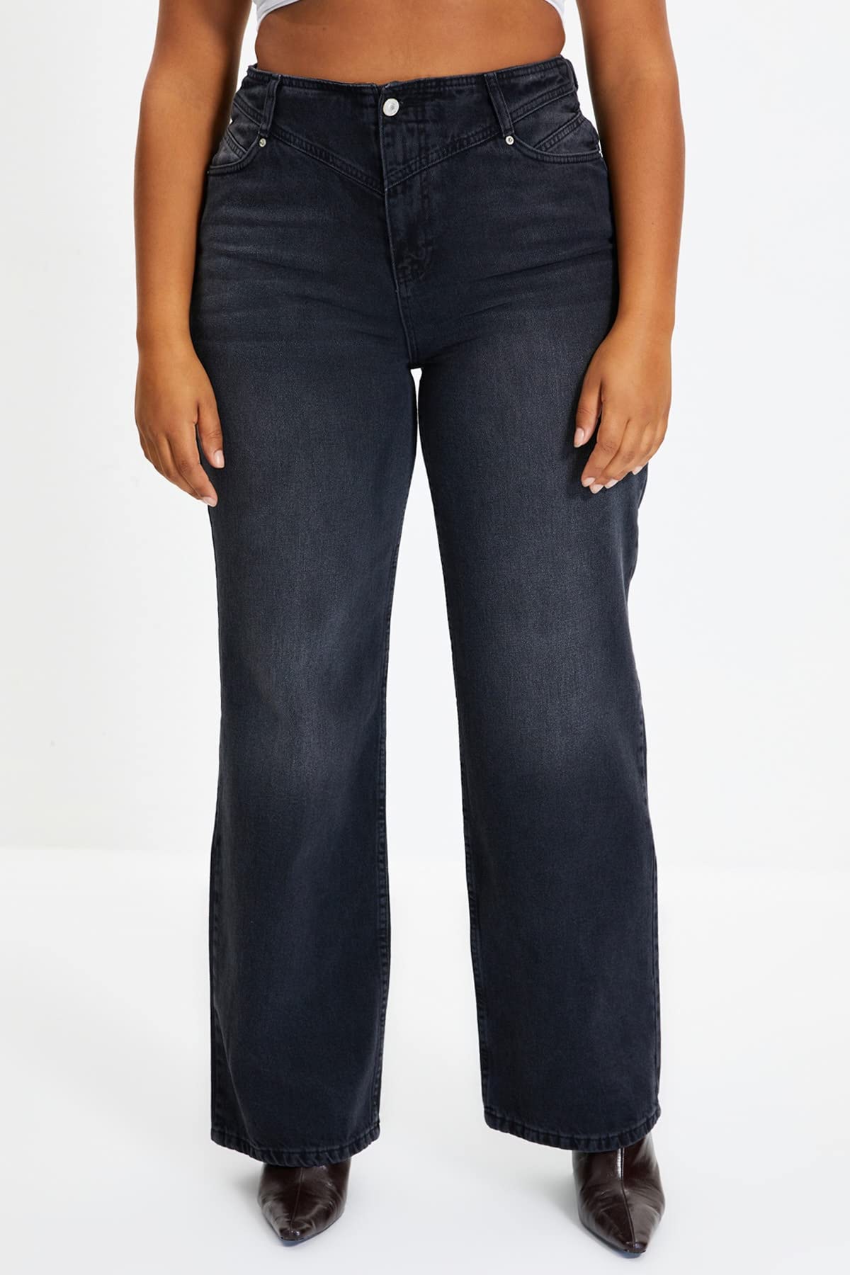 Trendyol Women’s 90s High Waist Wide Leg Jeans – 100% Cotton, Casual Fit