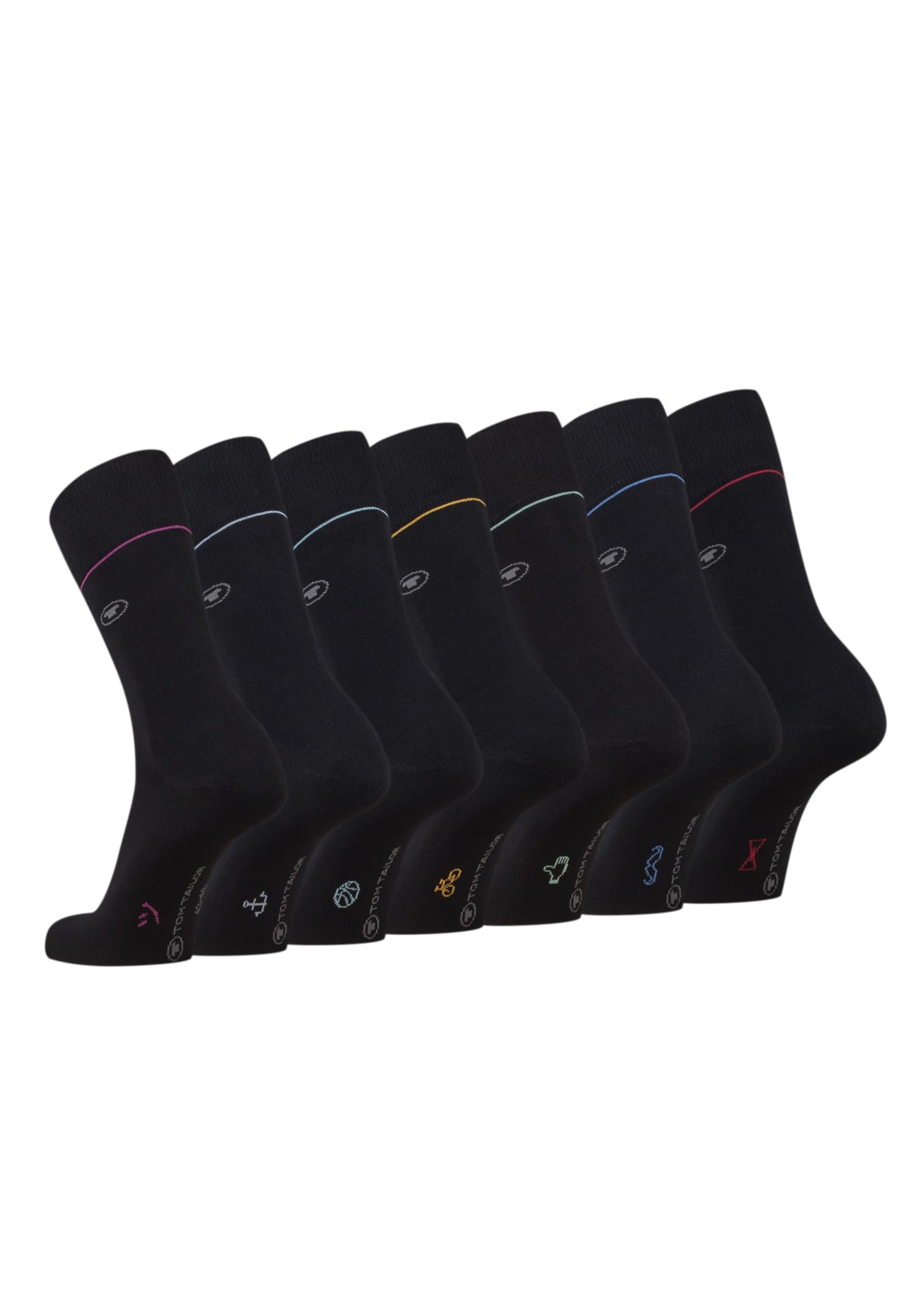 TOM TAILOR Men’s Socks – 7 Pairs in Striped Everyday Cotton Box