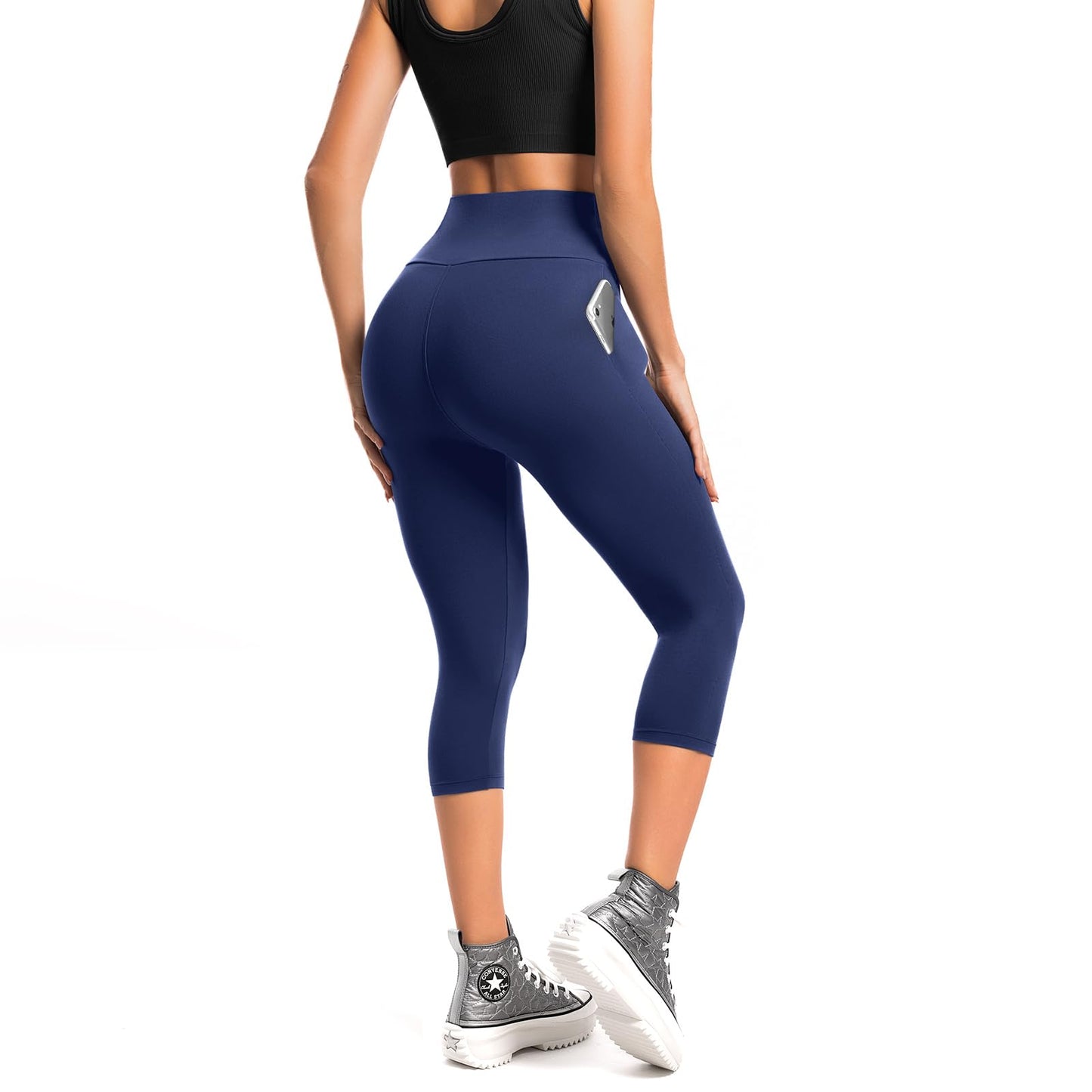 SINOPHANT Women’s High Waist 3/4 Leggings with Pockets – Opaque & Stretchy