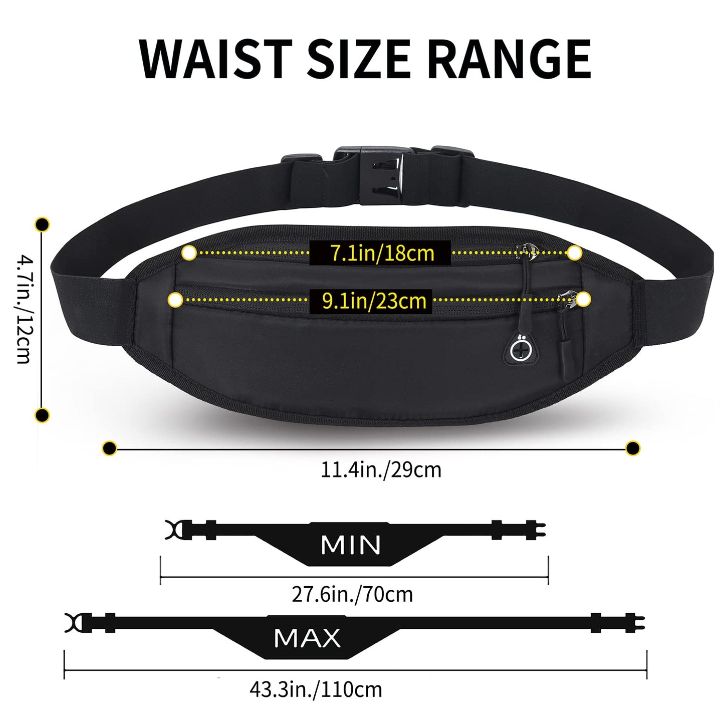 QKUDS Running Belt Waist Pack – Waterproof Fanny Pack