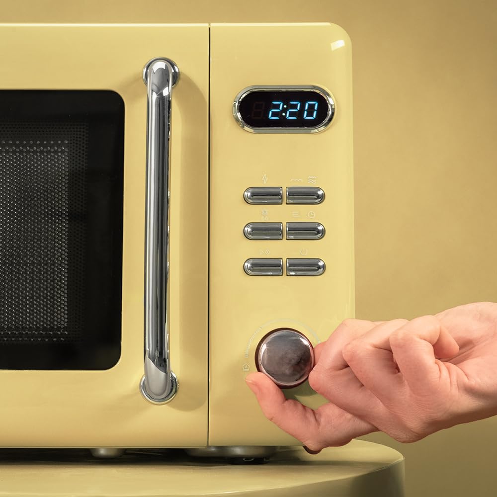 Cecotec Digitale Mikrowelle mit Grill Proclean 5110 Retro Green, 700 W in 5 Stufen, Timer bis 60 Minuten, 8 Programme und Auftaumodus, Vintage-Design in Grün