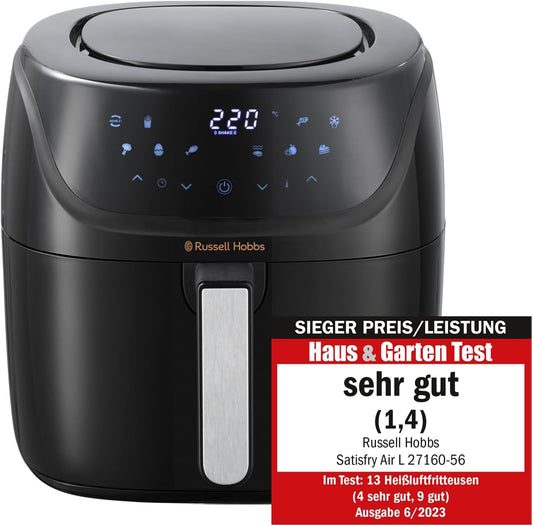 Russell Hobbs Heißluftfritteuse L 4L Rapid AirFryer [sehr kleines Gehäuse/7 Kochfunktionen/10 Programme] SatisFry (spülmaschinenfest, max 220°C, Fritteuse ohne Öl, Grillen,Backen,Braten etc) 27160-56