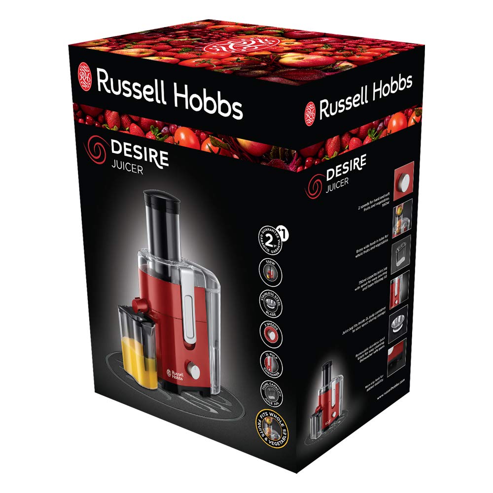 Russell Hobbs Zerkleinerer elektrisch Mini [Glasbehälter inkl. Aufbewahrungsdeckel] Desire Rot (500ml, Gemüsezerkleinerer, Mixer, Multi-& Universalzerkleinerer f. Gemüse, Obst & Fleisch) 24660-56