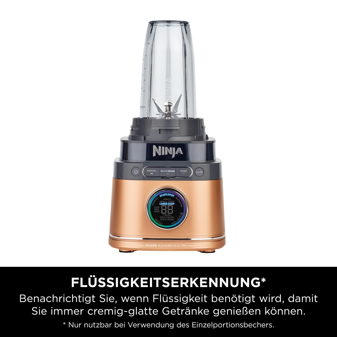 Ninja 2-in-1 Detect Power Mixer Pro & Single Serve, 1200W Mixer mit Krug, & Single Serve Tasse, Smoothies mixen, Gemüse hacken & Frozen Drinks mixen, Kupfer/Schwarz