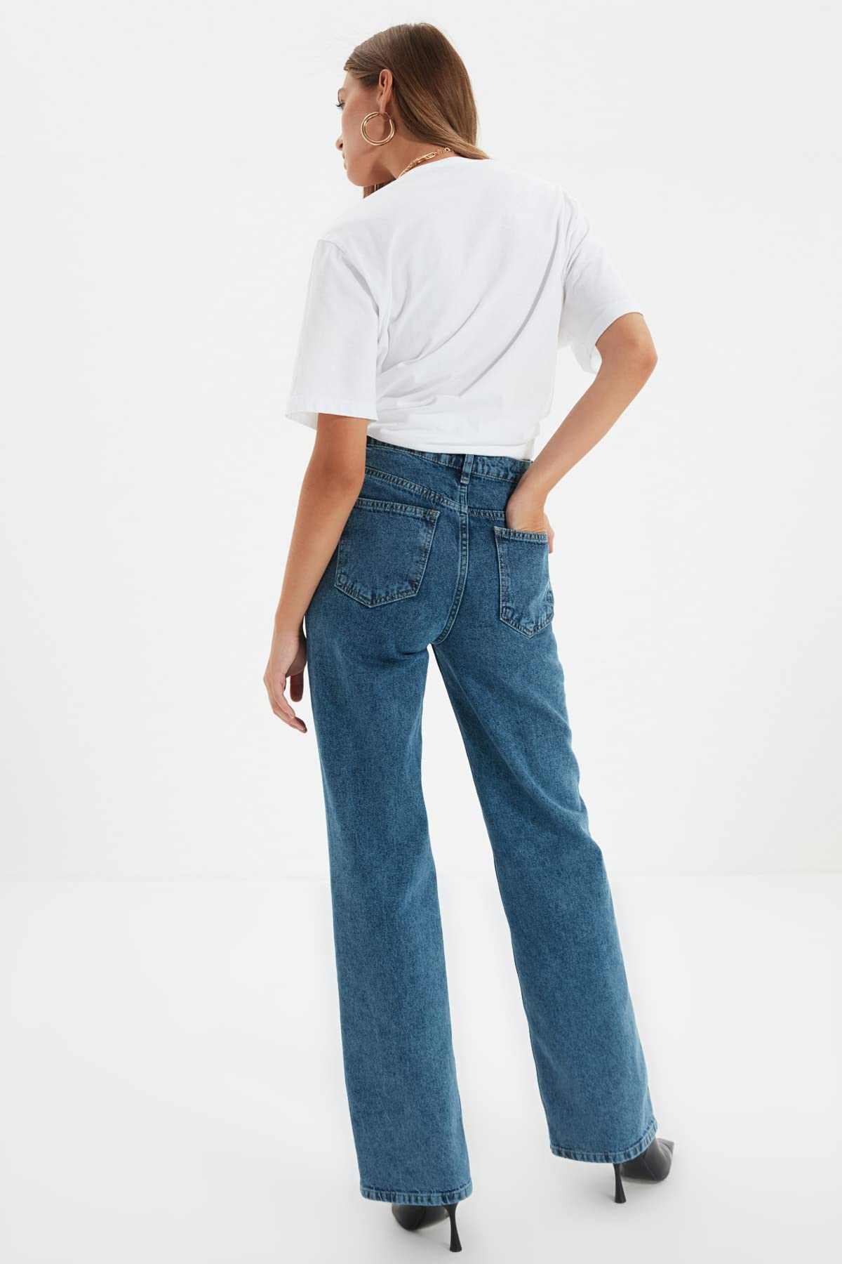 Trendyol Women’s 90s High Waist Wide Leg Jeans – 100% Cotton, Casual Fit