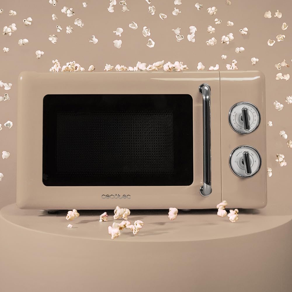Cecotec Digitale Mikrowelle mit Grill Proclean 5110 Retro Green, 700 W in 5 Stufen, Timer bis 60 Minuten, 8 Programme und Auftaumodus, Vintage-Design in Grün