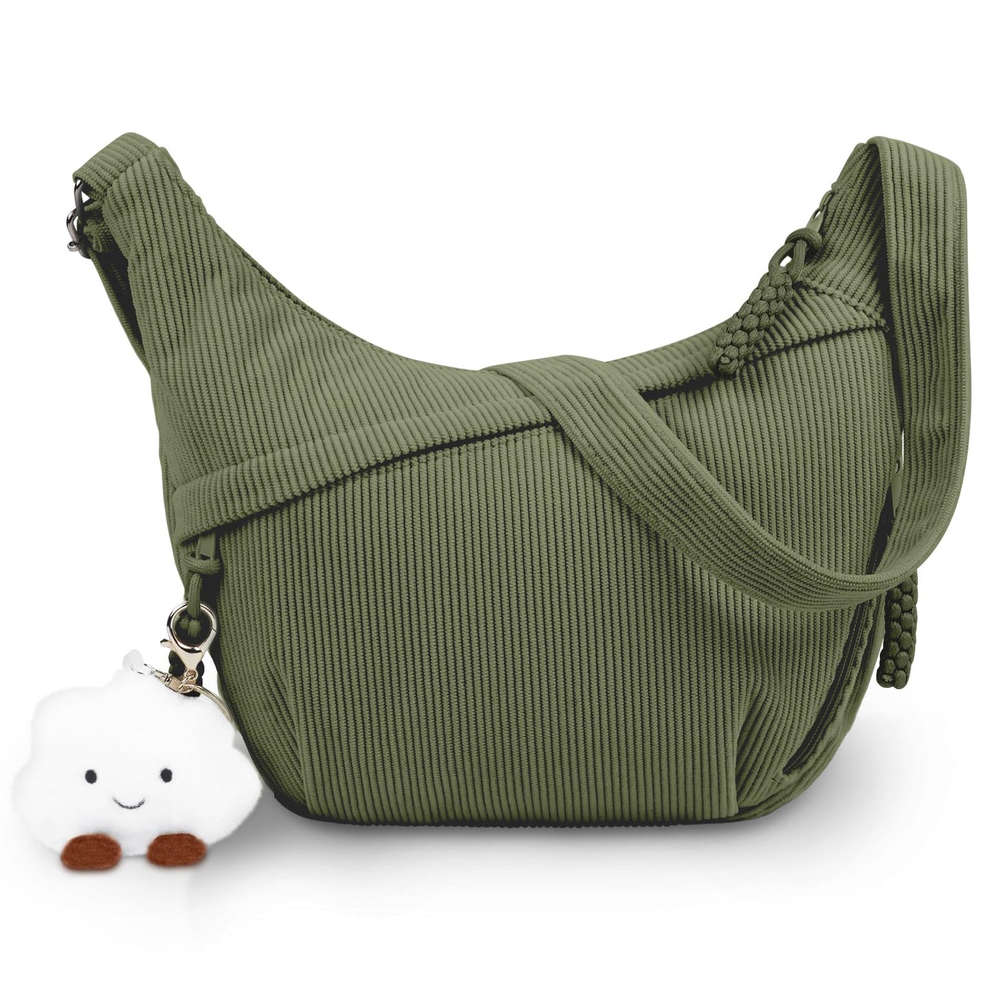 Aucuu Women’s Corduroy Halfmoon Crossbody Bag