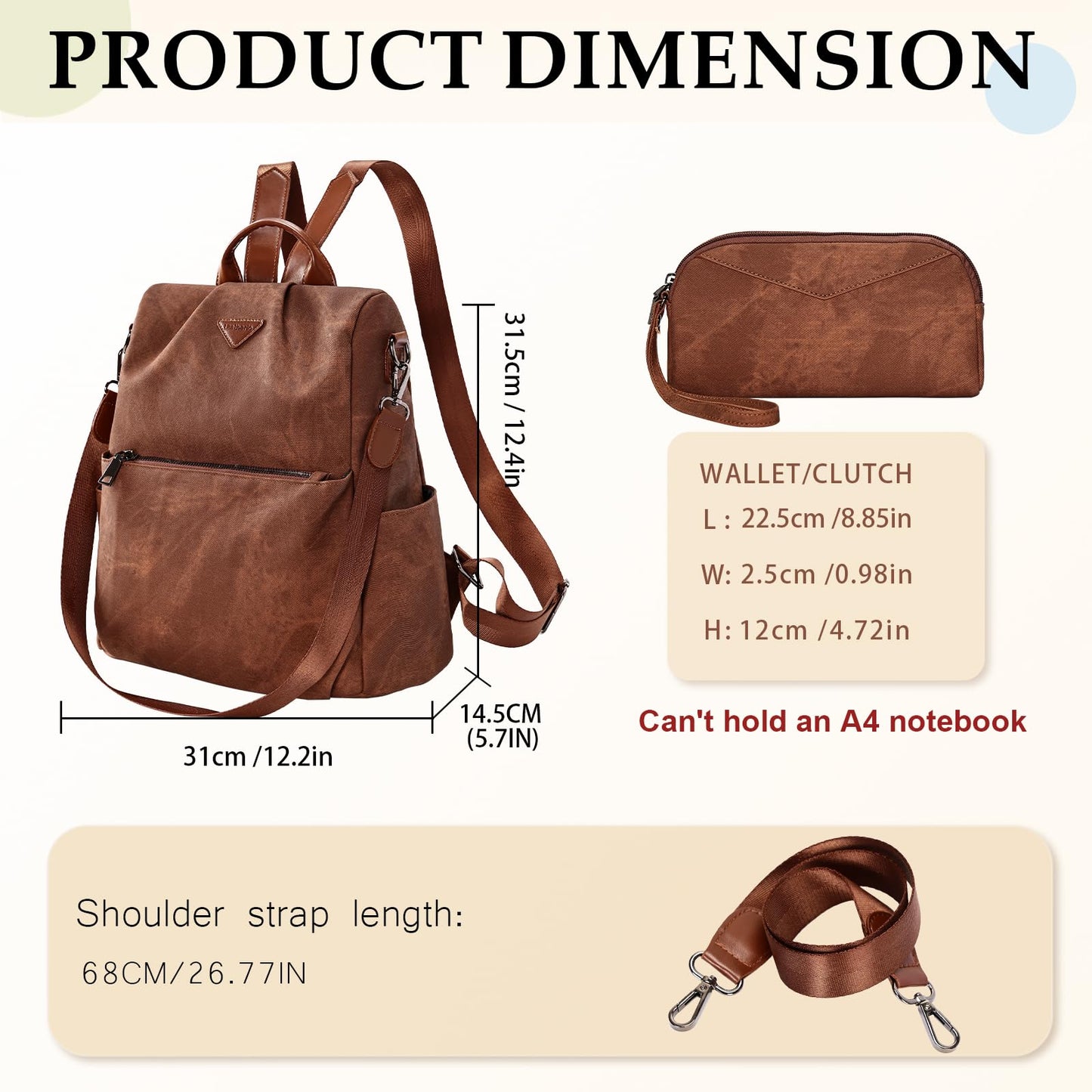 Small Vegan Leather Anti-Theft Backpack for Women