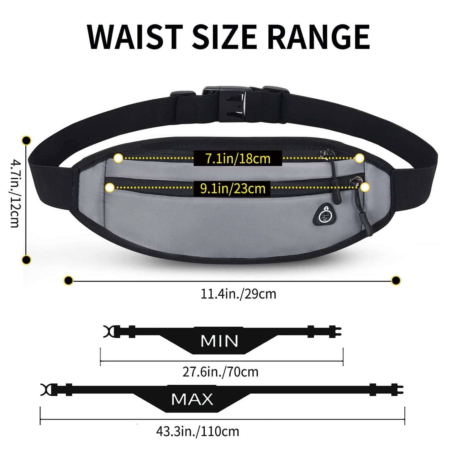 QKUDS Running Belt Waist Pack – Waterproof Fanny Pack