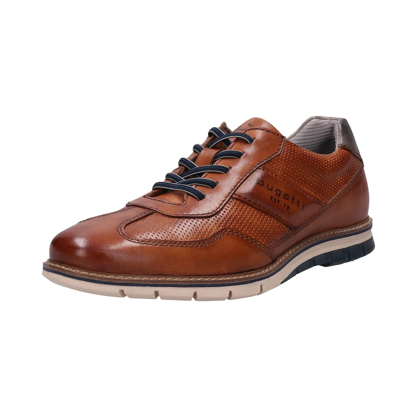 bugatti Men’s Sneakers – Leather Lace-Up Shoes with Elastic Laces