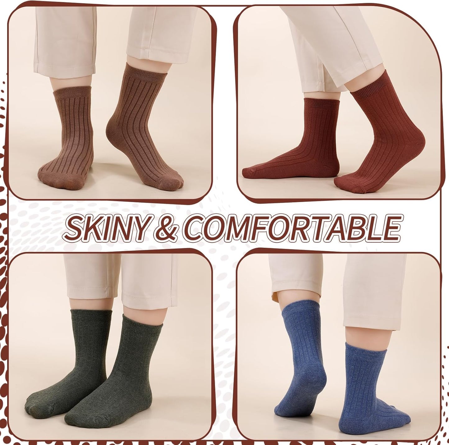 10 Pairs Women's Long Cotton Socks – Breathable Crew Socks