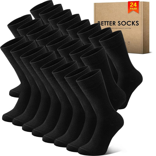 12 Pairs Cotton Sports Socks for Men – Breathable Black/White Business Socks