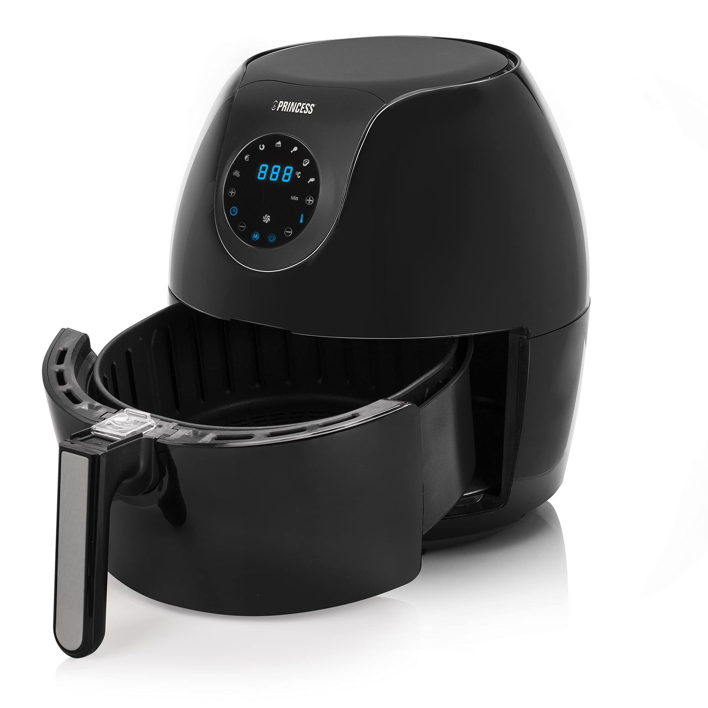 Princess Digital Hot Air Fryer - 6.5 L - with Removable Divider - 60 Percent Less Energy Consumption - Digital Touchscreen - 12 Programmes - Oil Free - Black - 182061