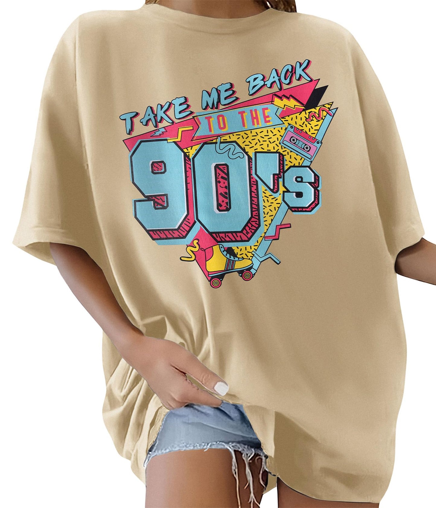 Women’s Oversized Cotton T-Shirt – Round Neck Short Sleeve