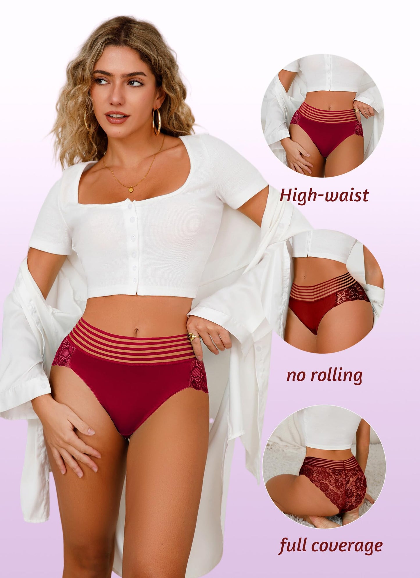 Women's Seamless Panties Lace Underwear for Women 6 Pieces Size S-4XL