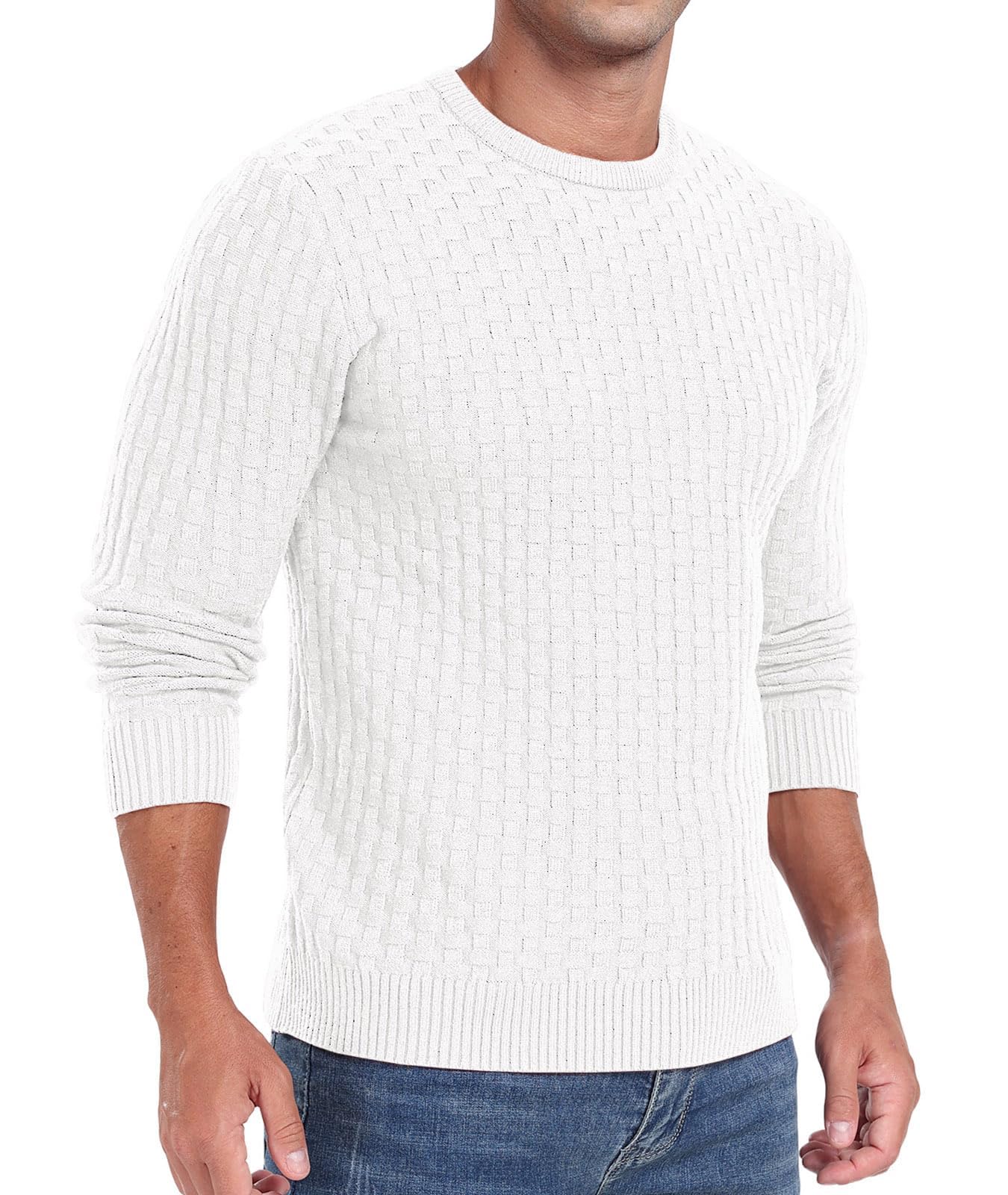 Sailwind Men’s Crew Neck Waffle Knit Sweater
