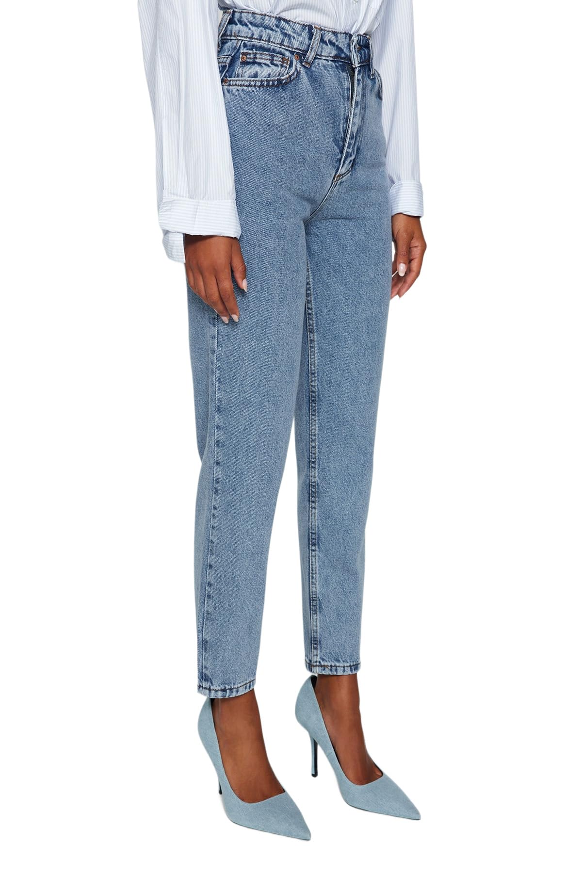 TRENDYOL Women's Straight Mom High Waist Jeans