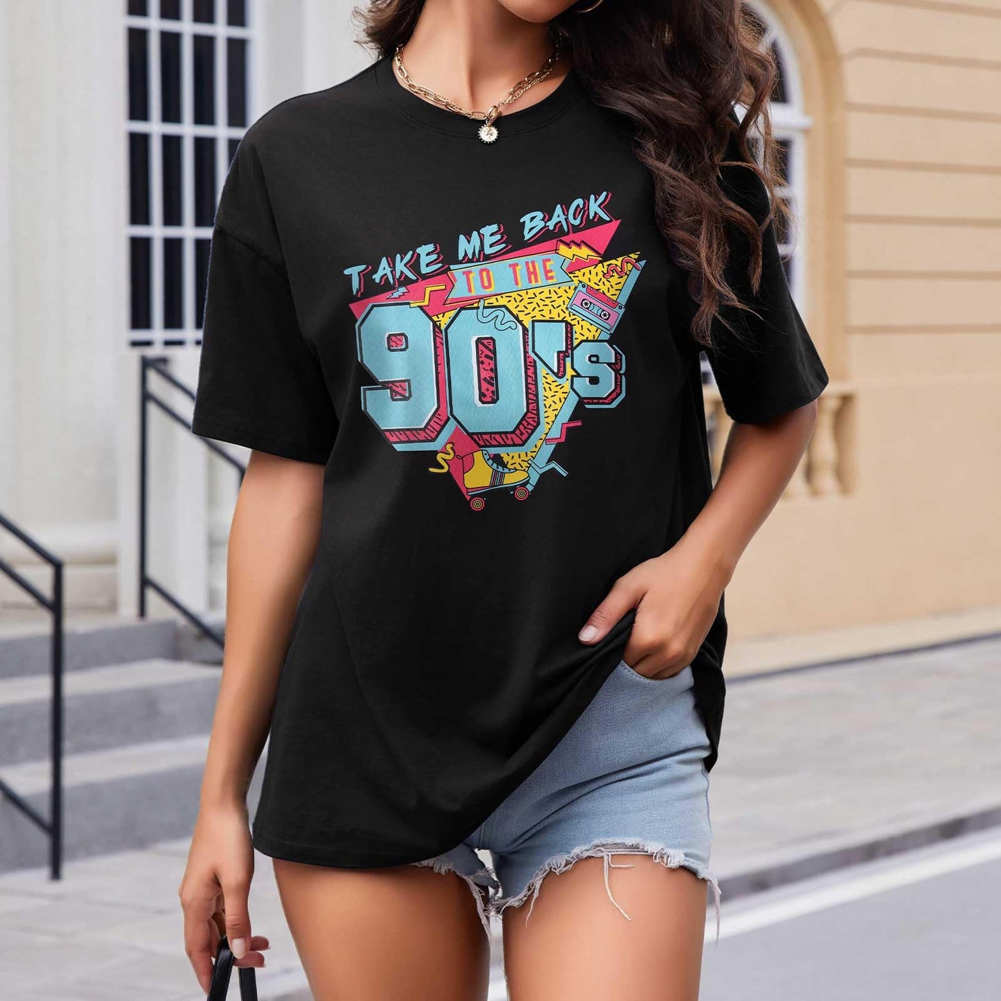 Women’s Oversized Cotton T-Shirt – Round Neck Short Sleeve