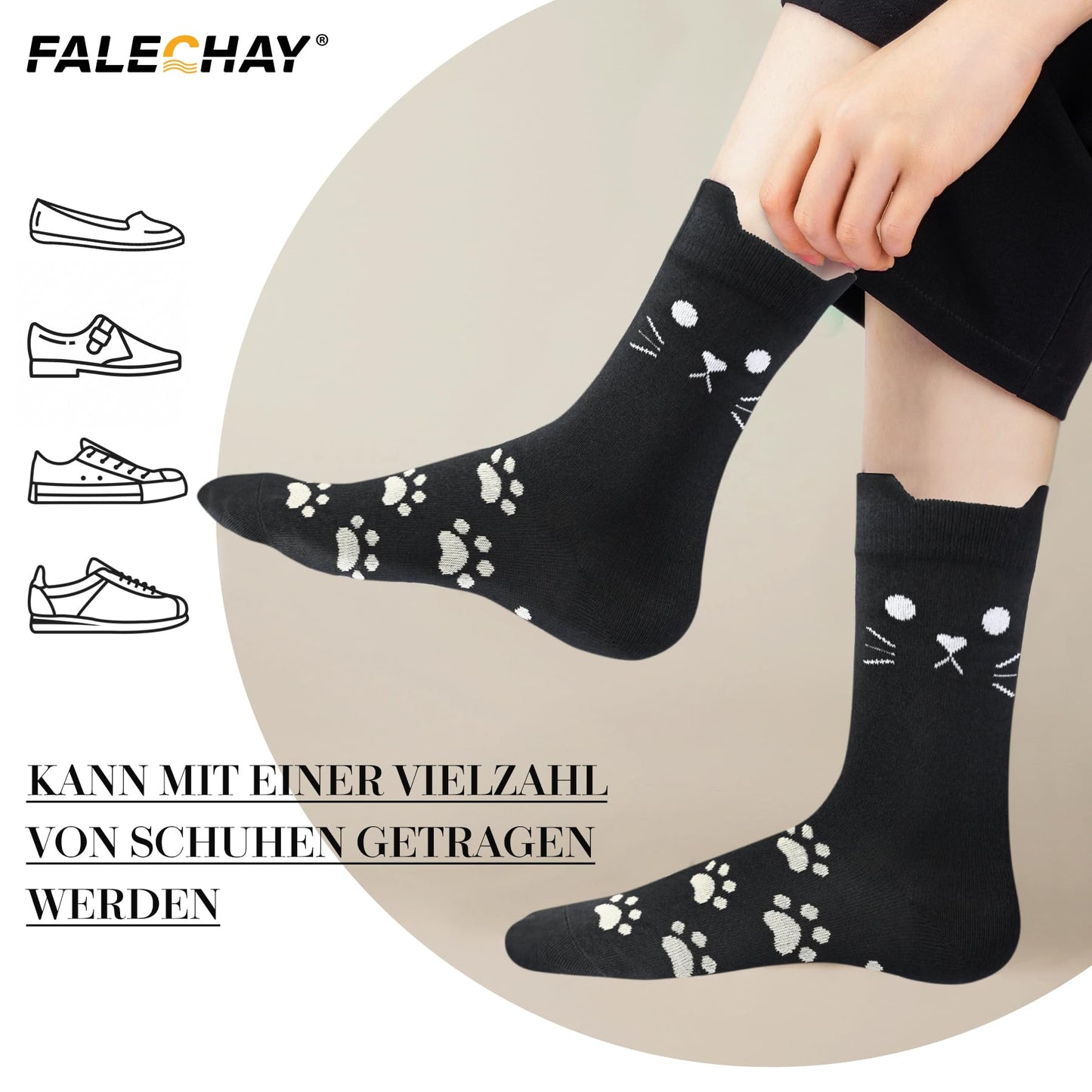 Falechay Women's Socks 10 Pairs – Colorful Cotton Sports Socks