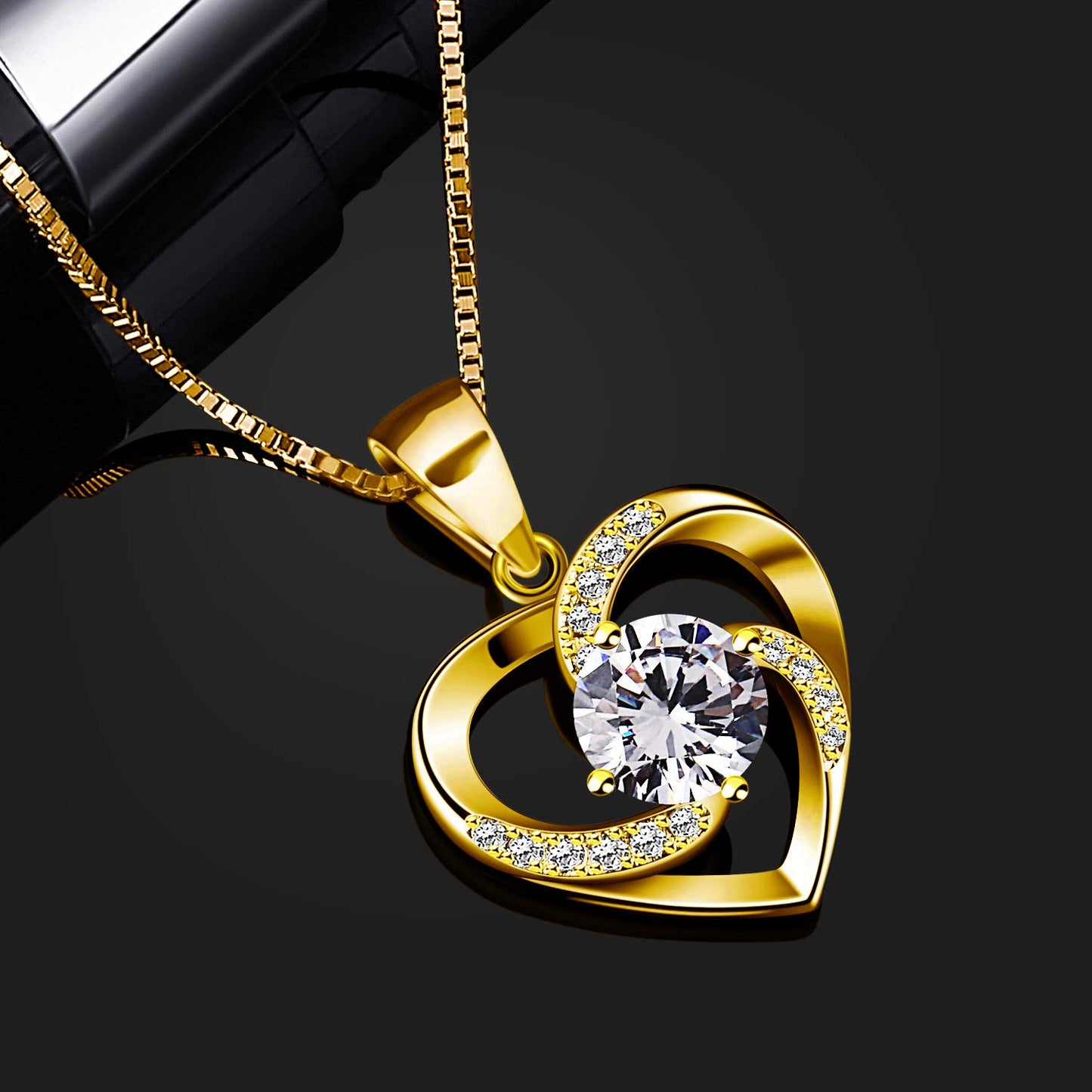 B.Catcher “Love is Happiness” Heart Pendant Necklace