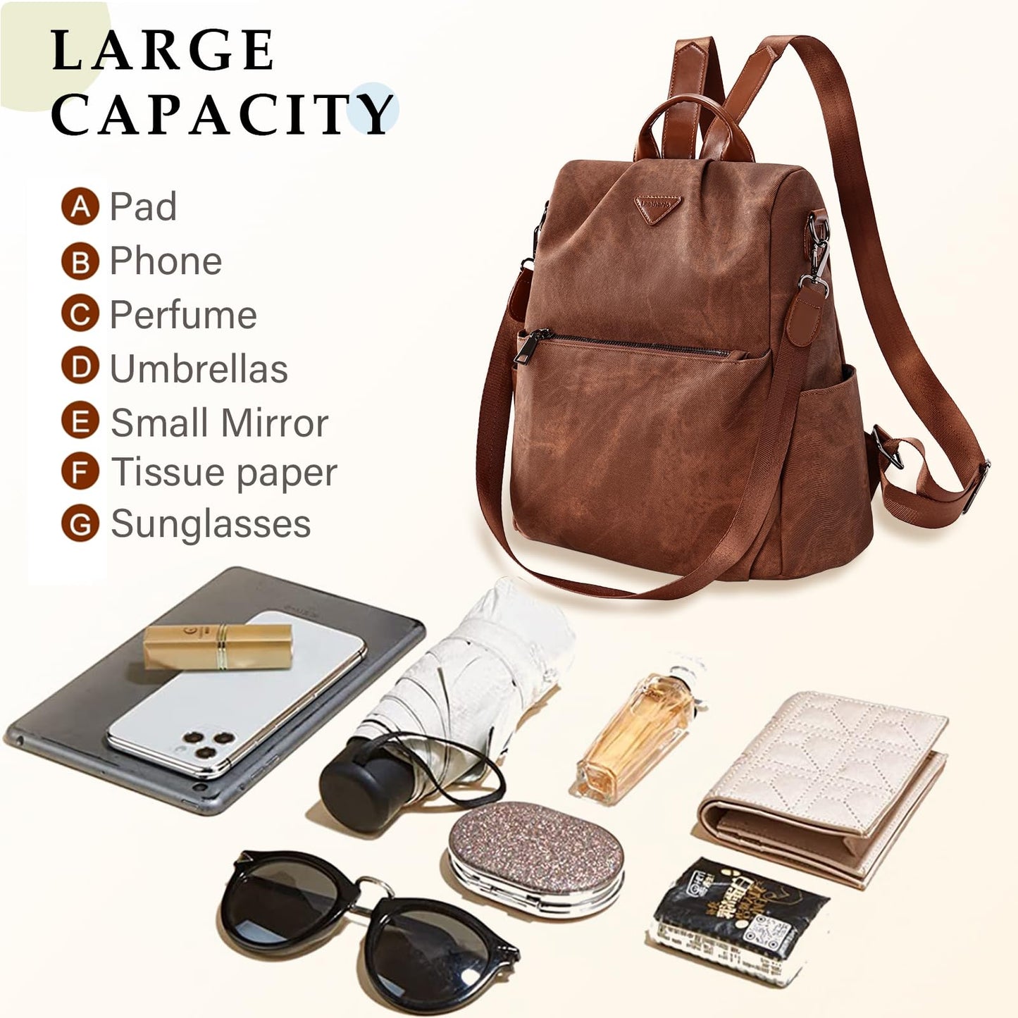 Small Vegan Leather Anti-Theft Backpack for Women