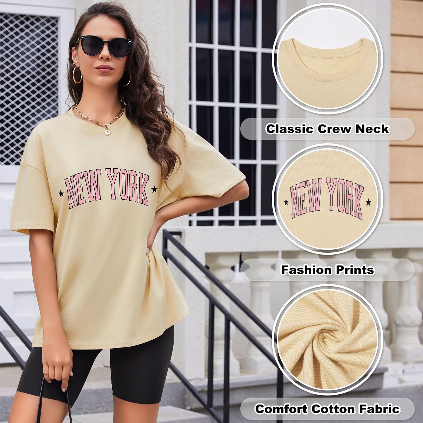 Women’s Oversized Cotton T-Shirt – Round Neck Short Sleeve