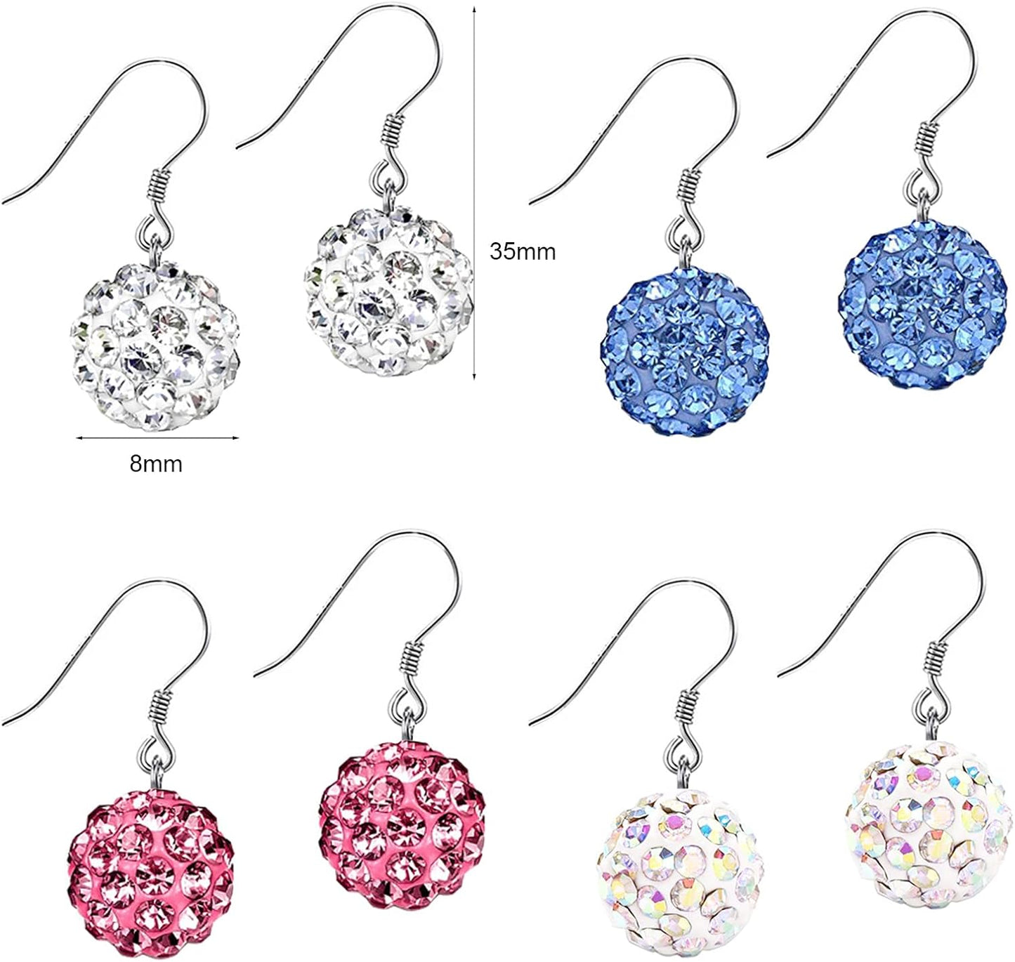4 Pairs of 925 Sterling Silver Earrings