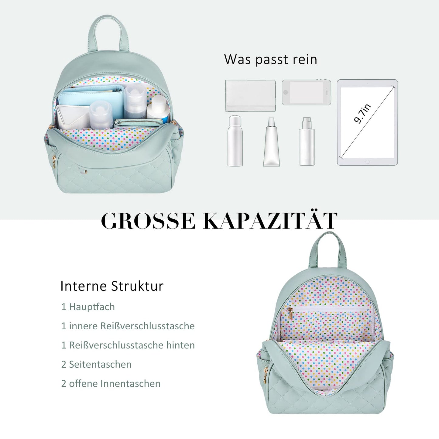 ECOSUSI Quilted Mini Backpack for Women