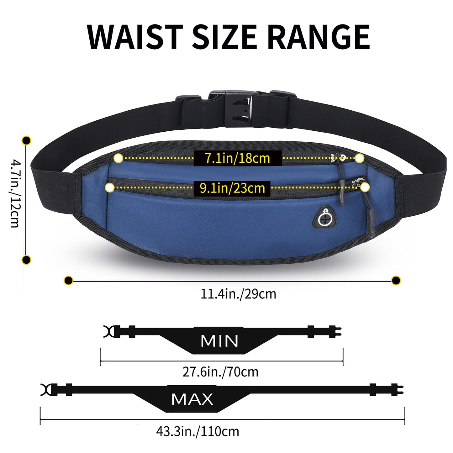 QKUDS Running Belt Waist Pack – Waterproof Fanny Pack
