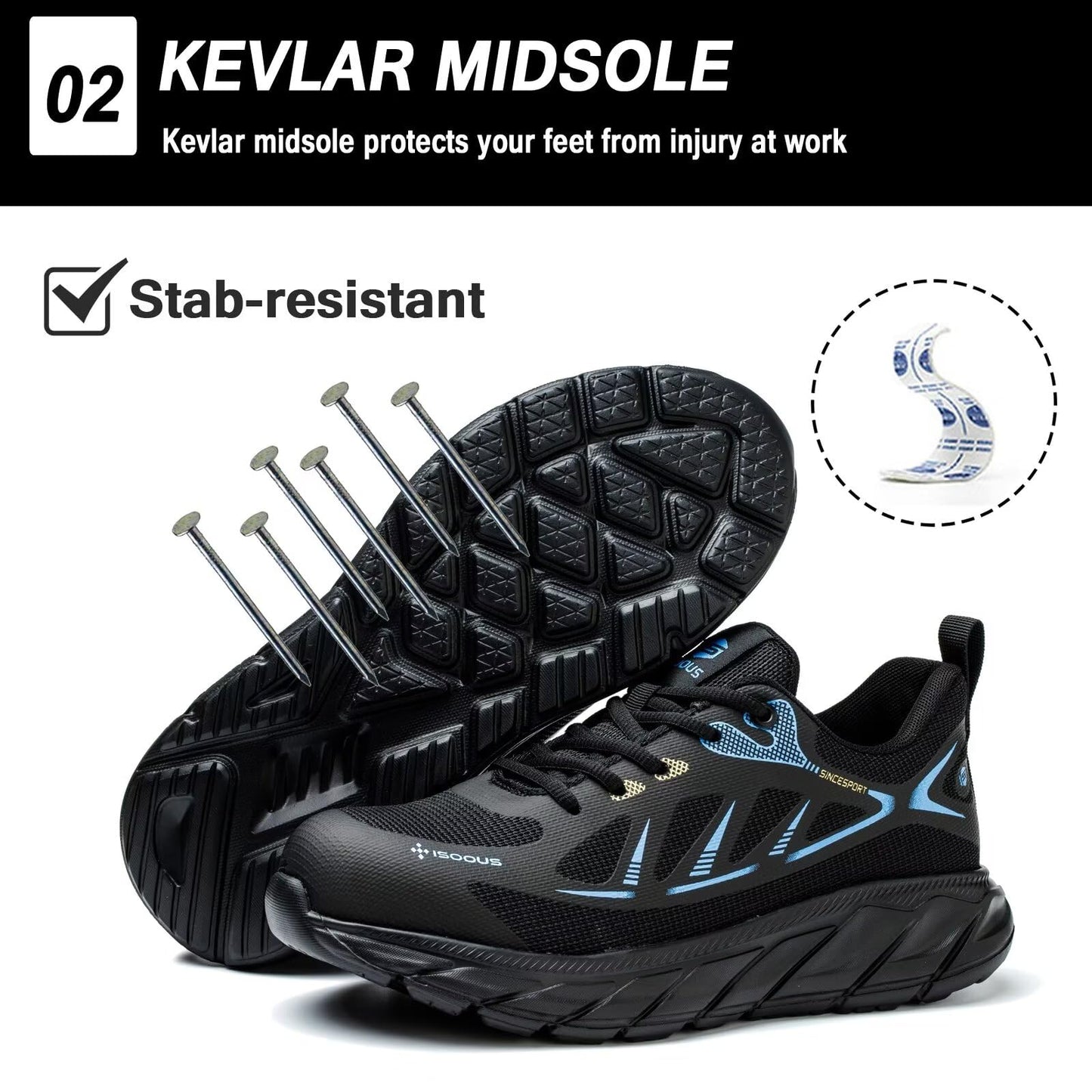 ISOOUS Safety Shoes – Lightweight Steel Toe Work Sneakers