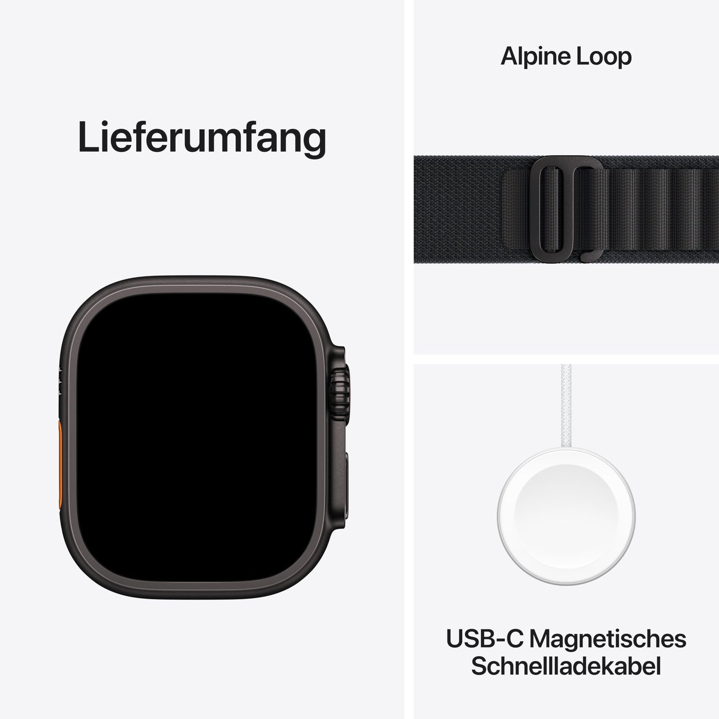 Apple Watch Ultra 3 GPS + Cellular 49 mm Premium Smartwatch for Running Training and Combination Sports with Robust Titanium Case in Black and Alpine Loop in Black (Medium) 