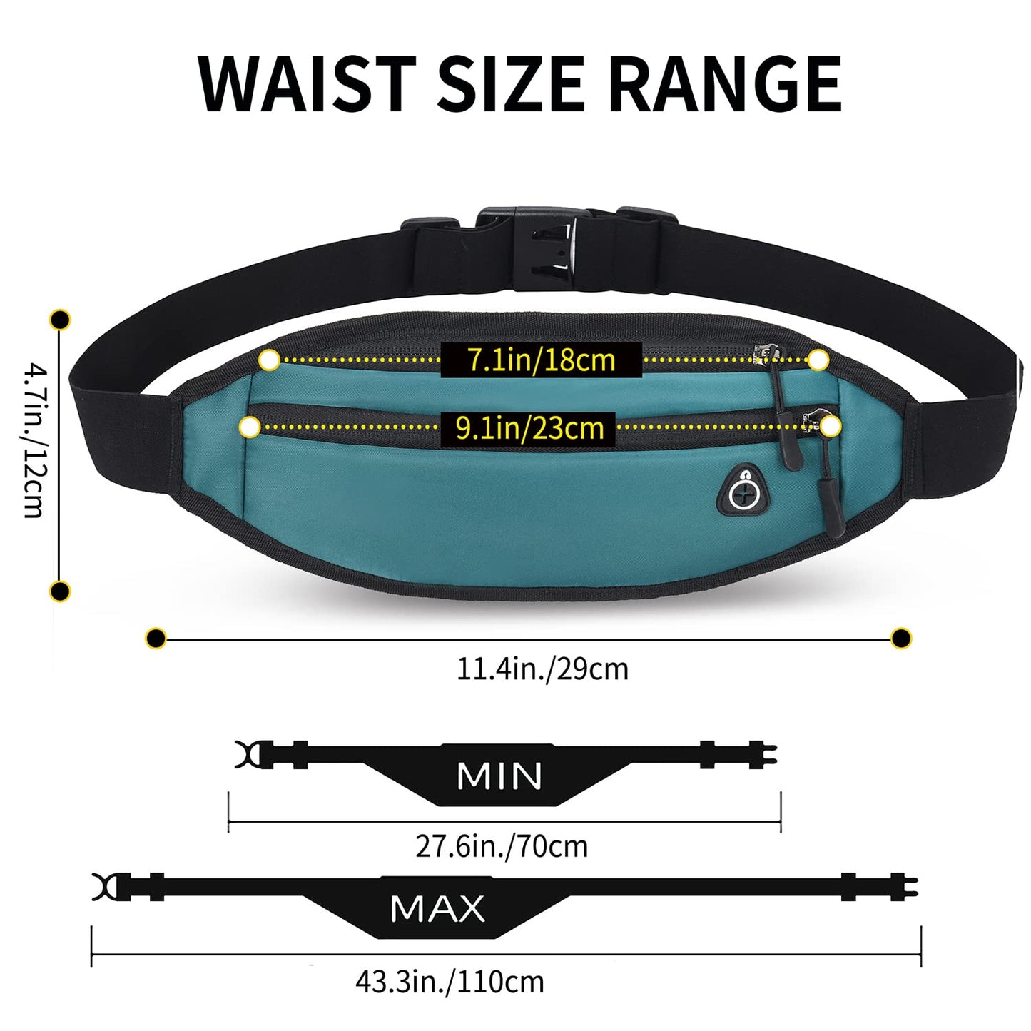 QKUDS Running Belt Waist Pack – Waterproof Fanny Pack
