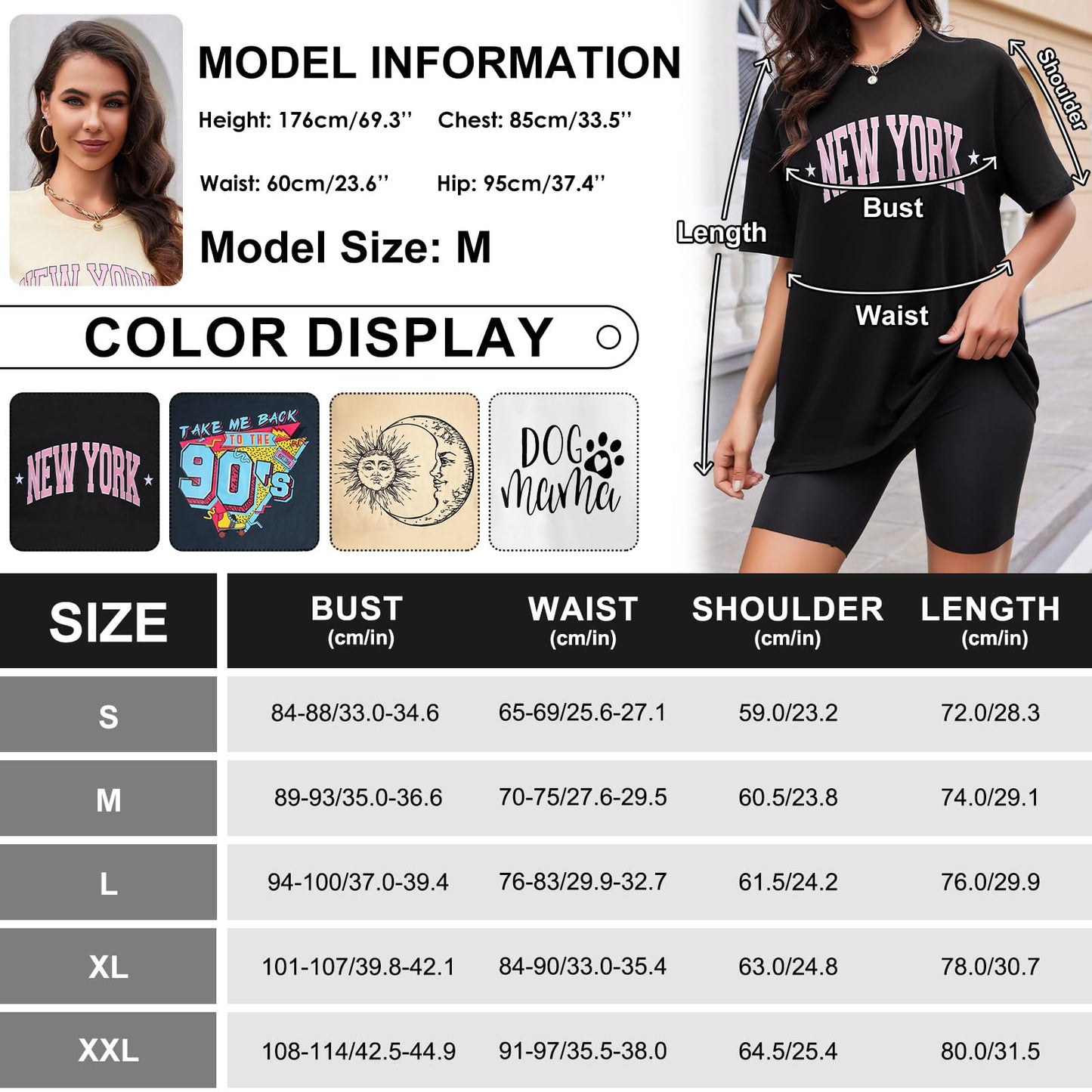 Women’s Oversized Cotton T-Shirt – Round Neck Short Sleeve