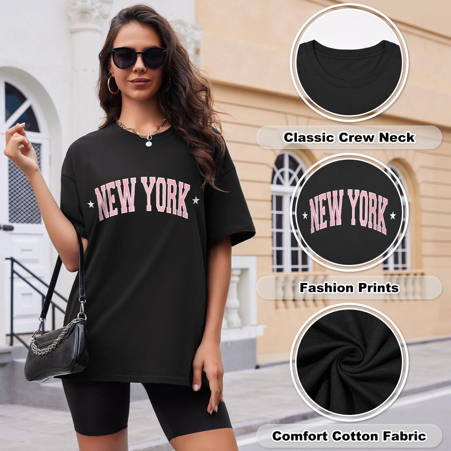Women’s Oversized Cotton T-Shirt – Round Neck Short Sleeve