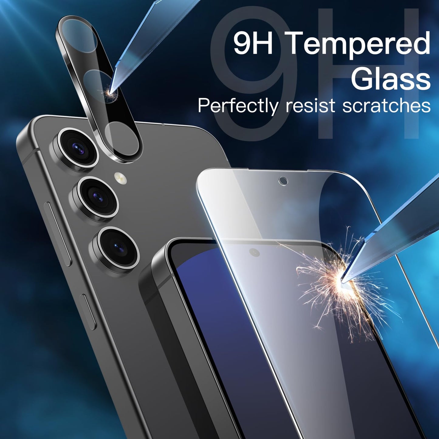 JETech Screen Protector for Samsung Galaxy S25 FE with Camera Protection, 9H Tempered Glass Screen Protector with Easy Installation Tool, Fingerprint ID Compatible, HD Clear, Pack of 2 Each