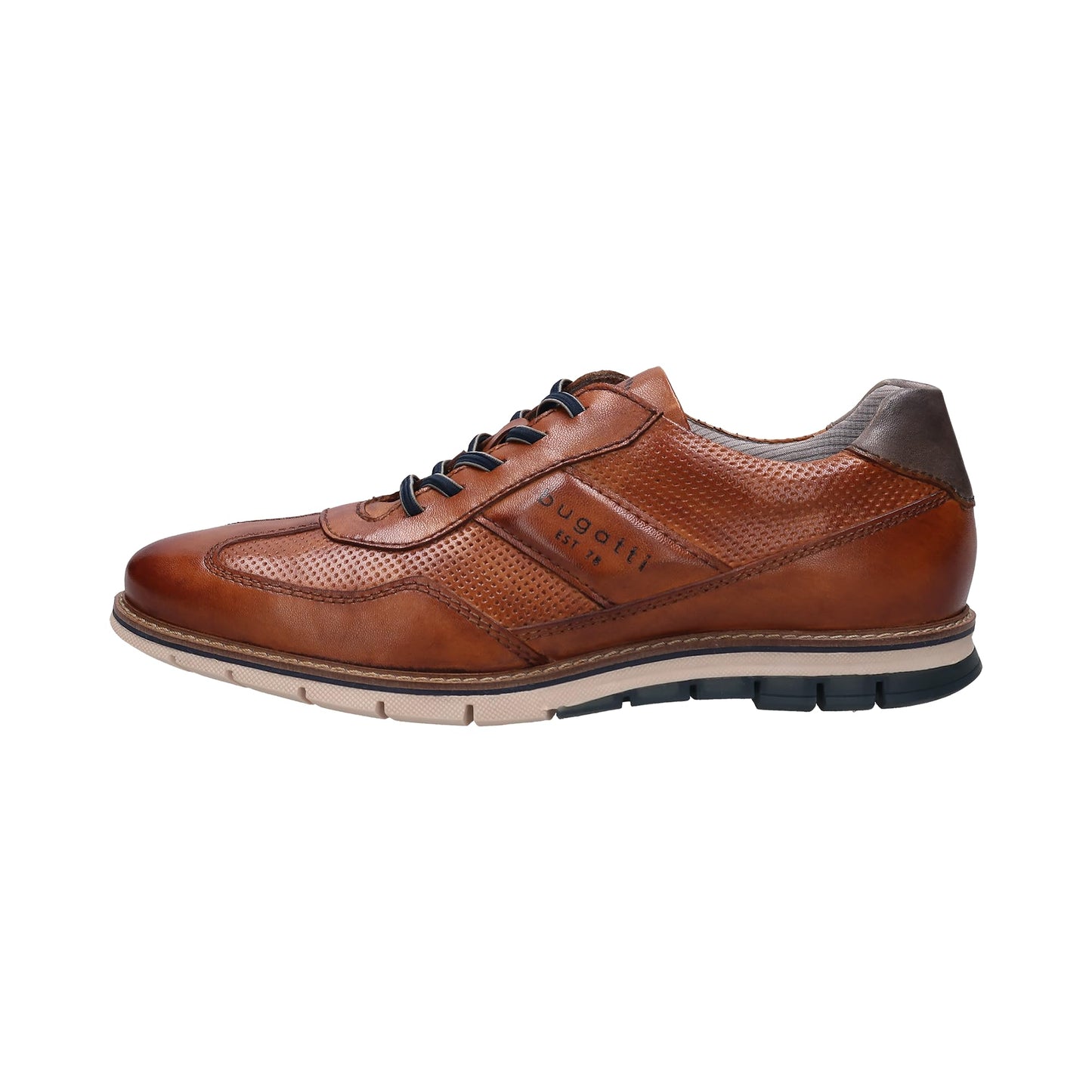 bugatti Men’s Sneakers – Leather Lace-Up Shoes with Elastic Laces