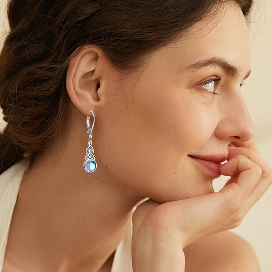 2 Pair 925 Sterling Silver Moonstone Dangle Earrings for Women