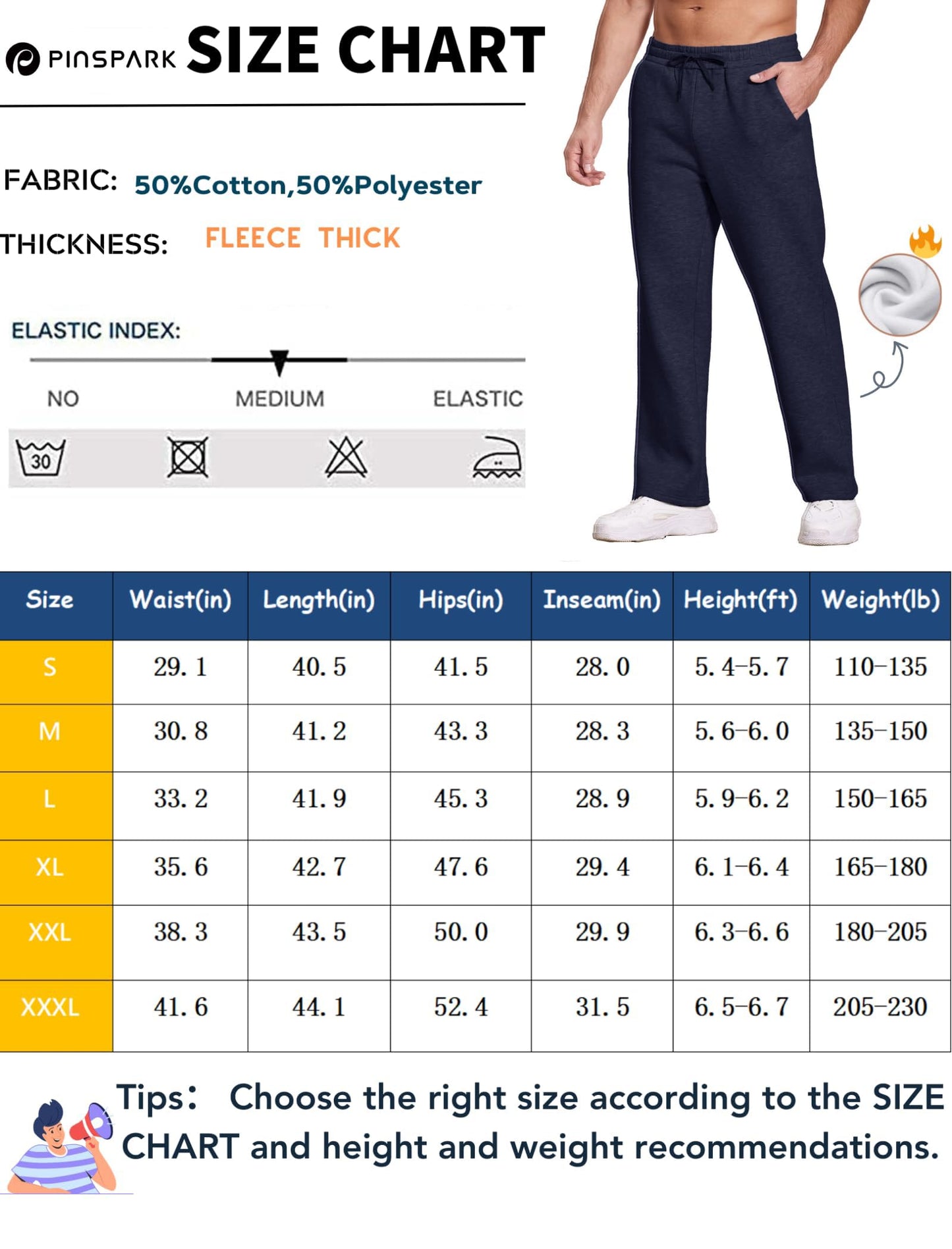 PINSPARK Men’s Winter Joggers – Fleece-Lined Sweatpants