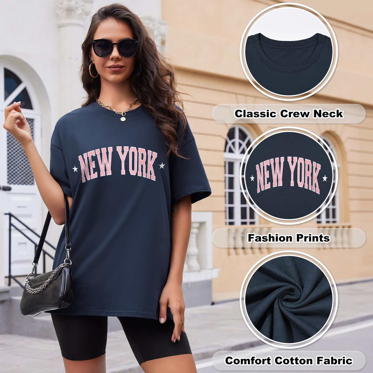 Women’s Oversized Cotton T-Shirt – Round Neck Short Sleeve