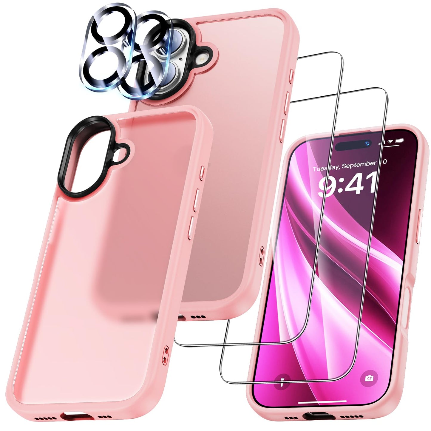 UniqueMe Case for iPhone 17 - Mobile Phone Case for iPhone 17 Case, 5-in-1 Set All-Round Protection Protective Cover, 1 Mobile Phone Case &amp; 2 Screen Protectors &amp; 2 Camera Protection - Transparent