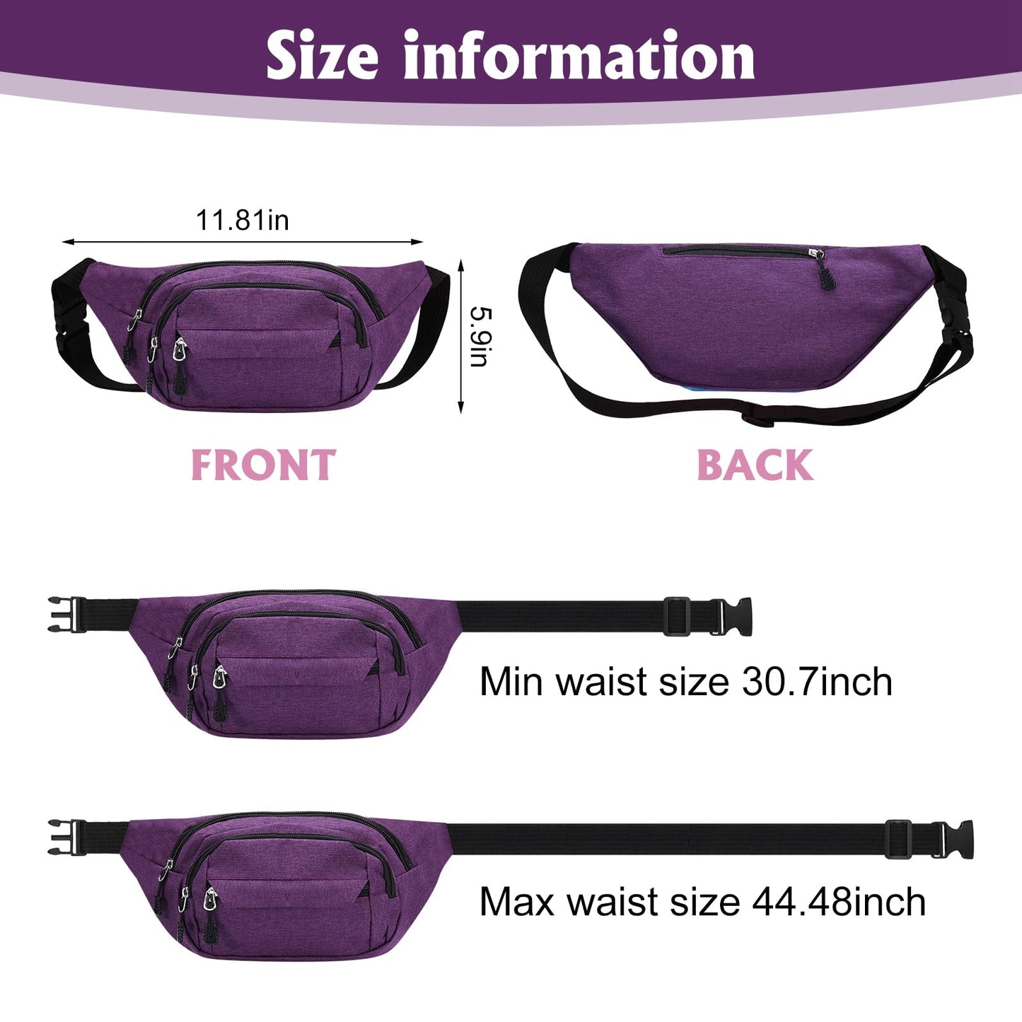 2-Piece Waterproof Waist Bag Set for Men & Women