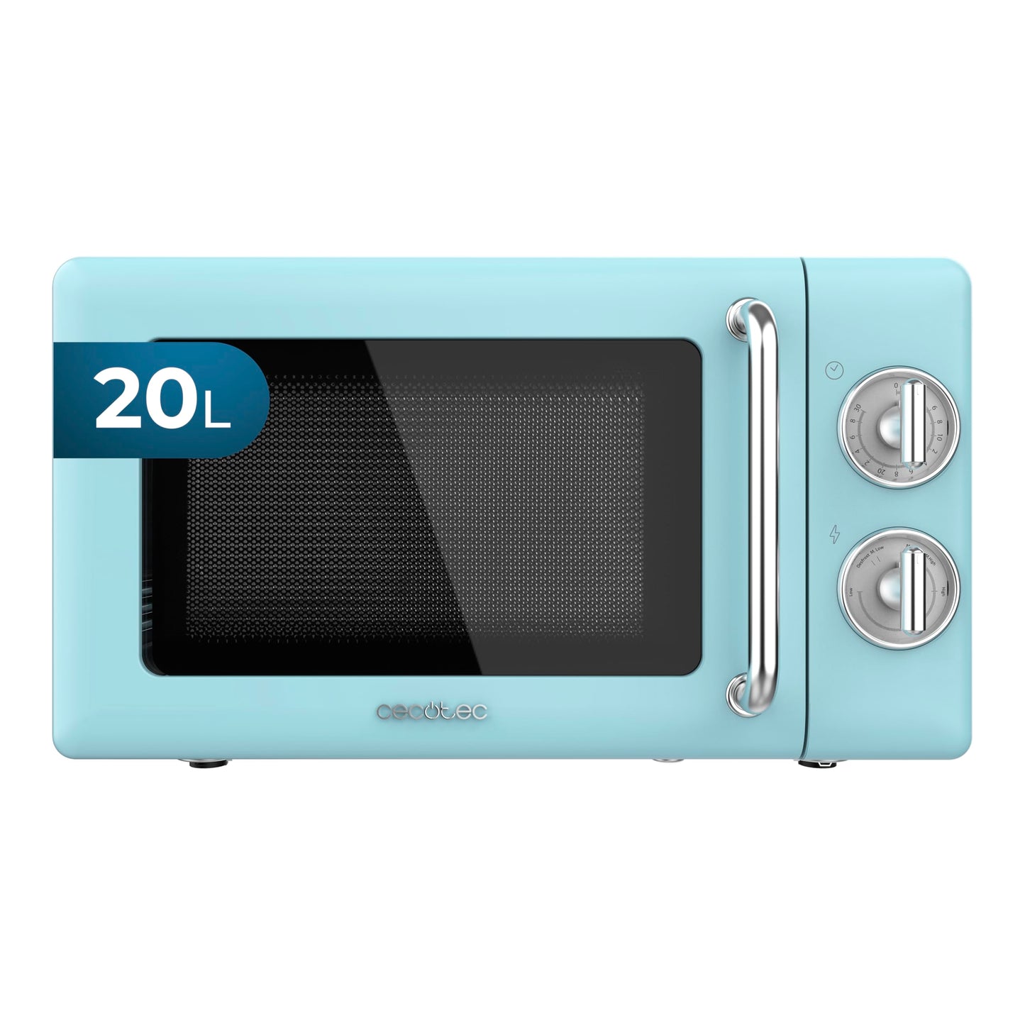 Cecotec Digitale Mikrowelle mit Grill Proclean 5110 Retro Green, 700 W in 5 Stufen, Timer bis 60 Minuten, 8 Programme und Auftaumodus, Vintage-Design in Grün