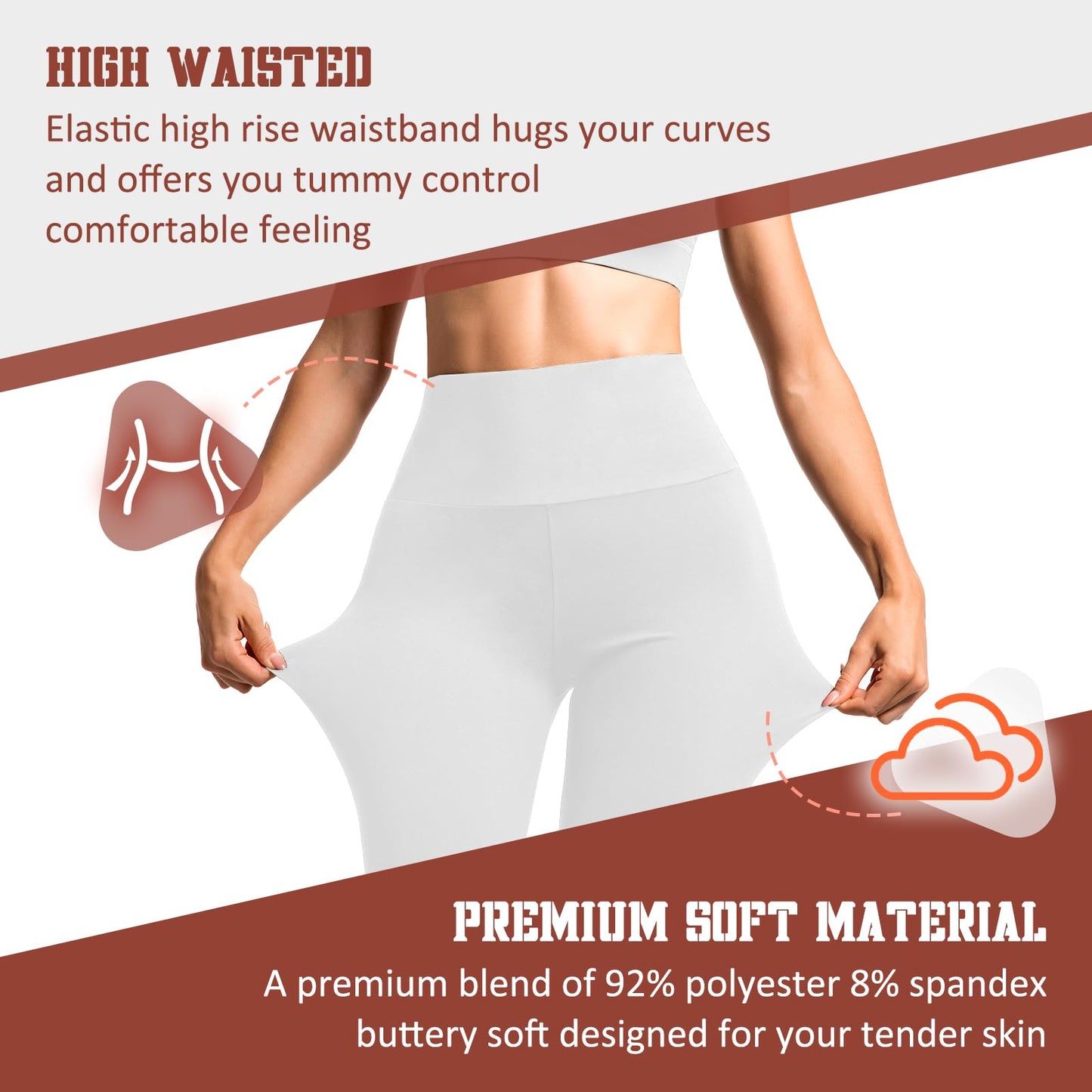 SINOPHANT Women’s High Waist 3/4 Leggings with Pockets – Opaque & Stretchy