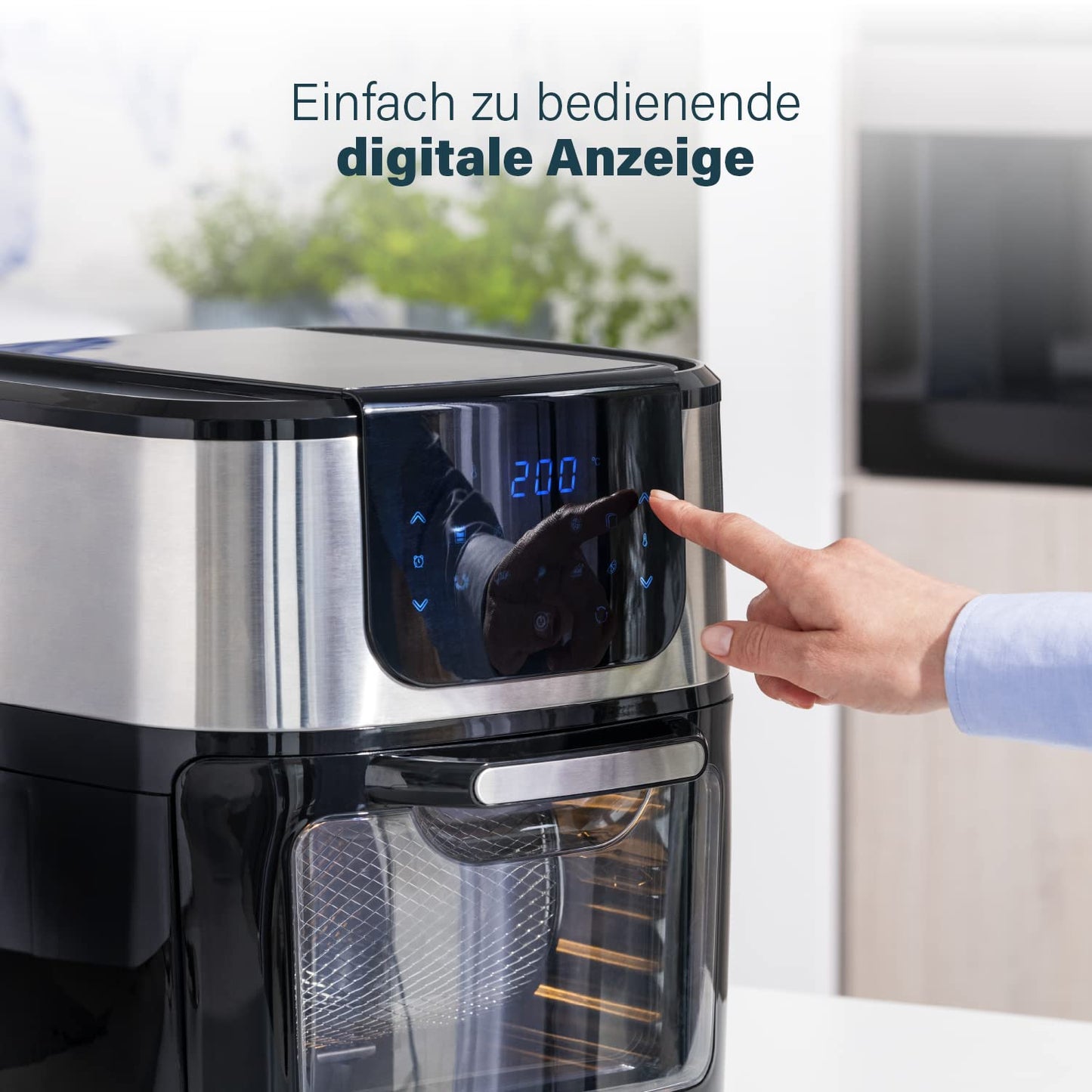 Princess Digital Hot Air Fryer - 6.5 L - with Removable Divider - 60 Percent Less Energy Consumption - Digital Touchscreen - 12 Programmes - Oil Free - Black - 182061
