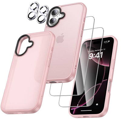 UniqueMe Case for iPhone 17 - Mobile Phone Case for iPhone 17 Case, 5-in-1 Set All-Round Protection Protective Cover, 1 Mobile Phone Case & 2 Screen Protectors & 2 Camera Protection - Transparent