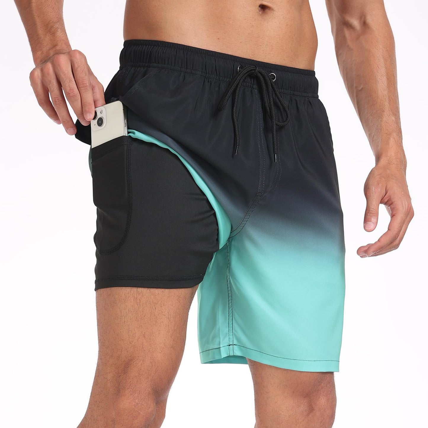 Men’s 2-in-1 Quick-Dry Swim Shorts – Compression Liner Boardshorts