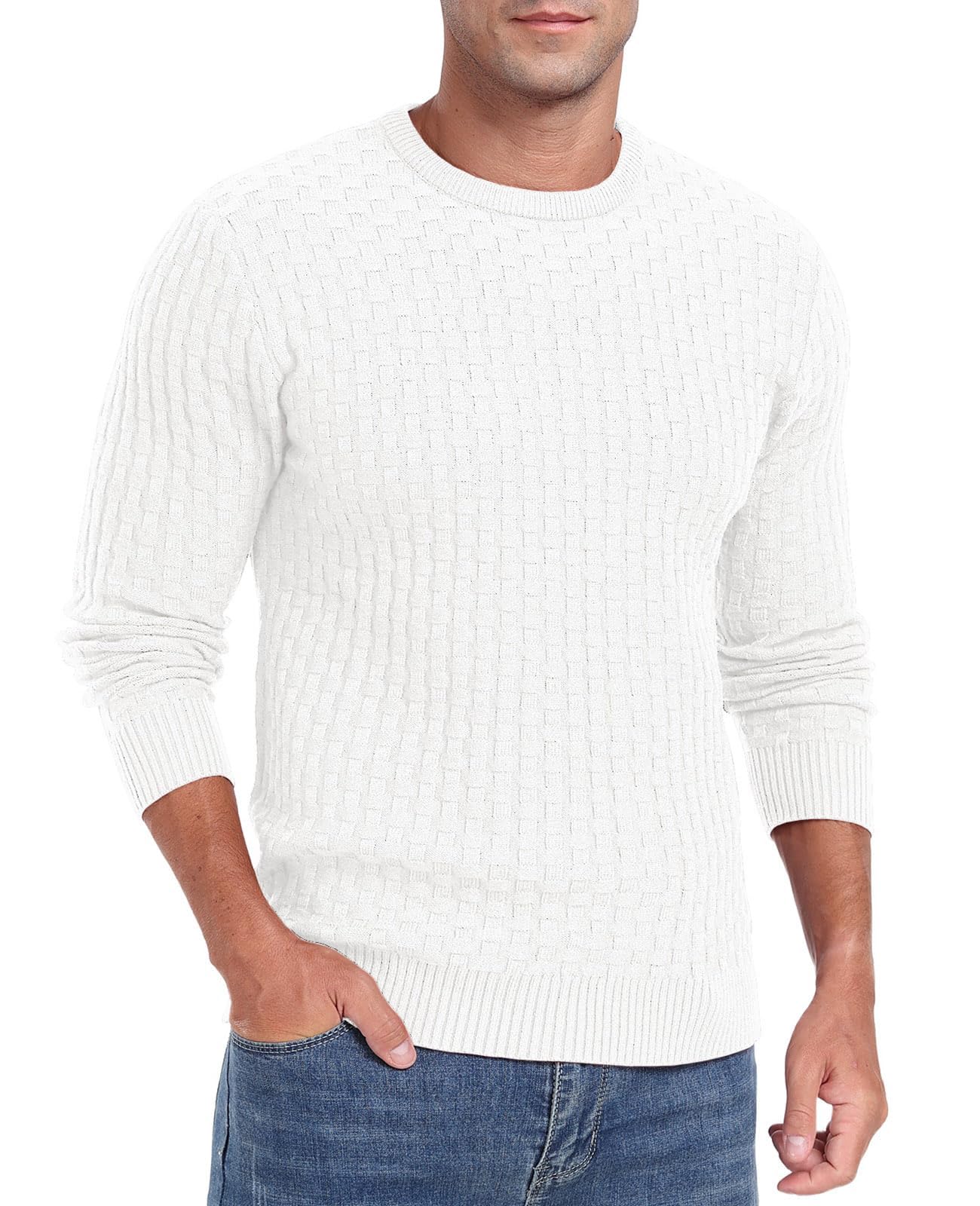Sailwind Men’s Crew Neck Waffle Knit Sweater