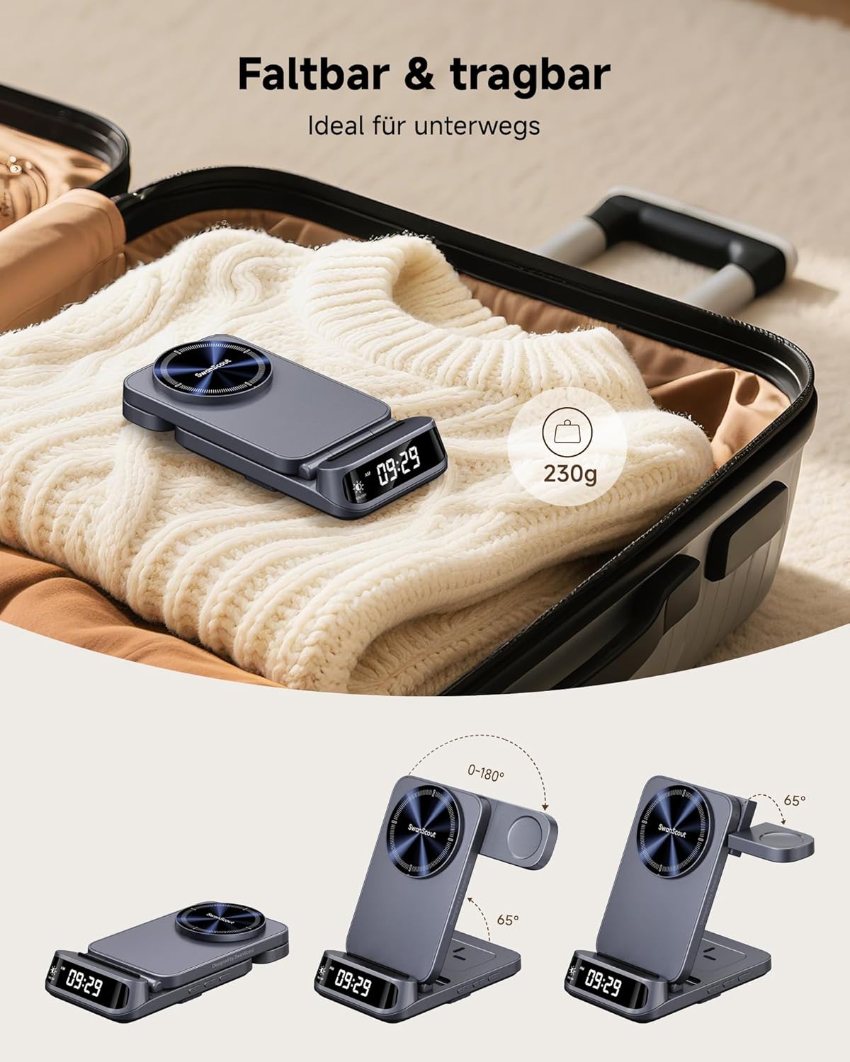 SwanScout Magnetic Charging Station for Samsung, 3 in 1 Wireless Charger for Galaxy S25 Ultra/S24/Z Flip 7/Z Fold 7, Charger for Samsung Watch 8 Classic/8/Ultra/7, for Galaxy Buds 3, SwanScout 708SM