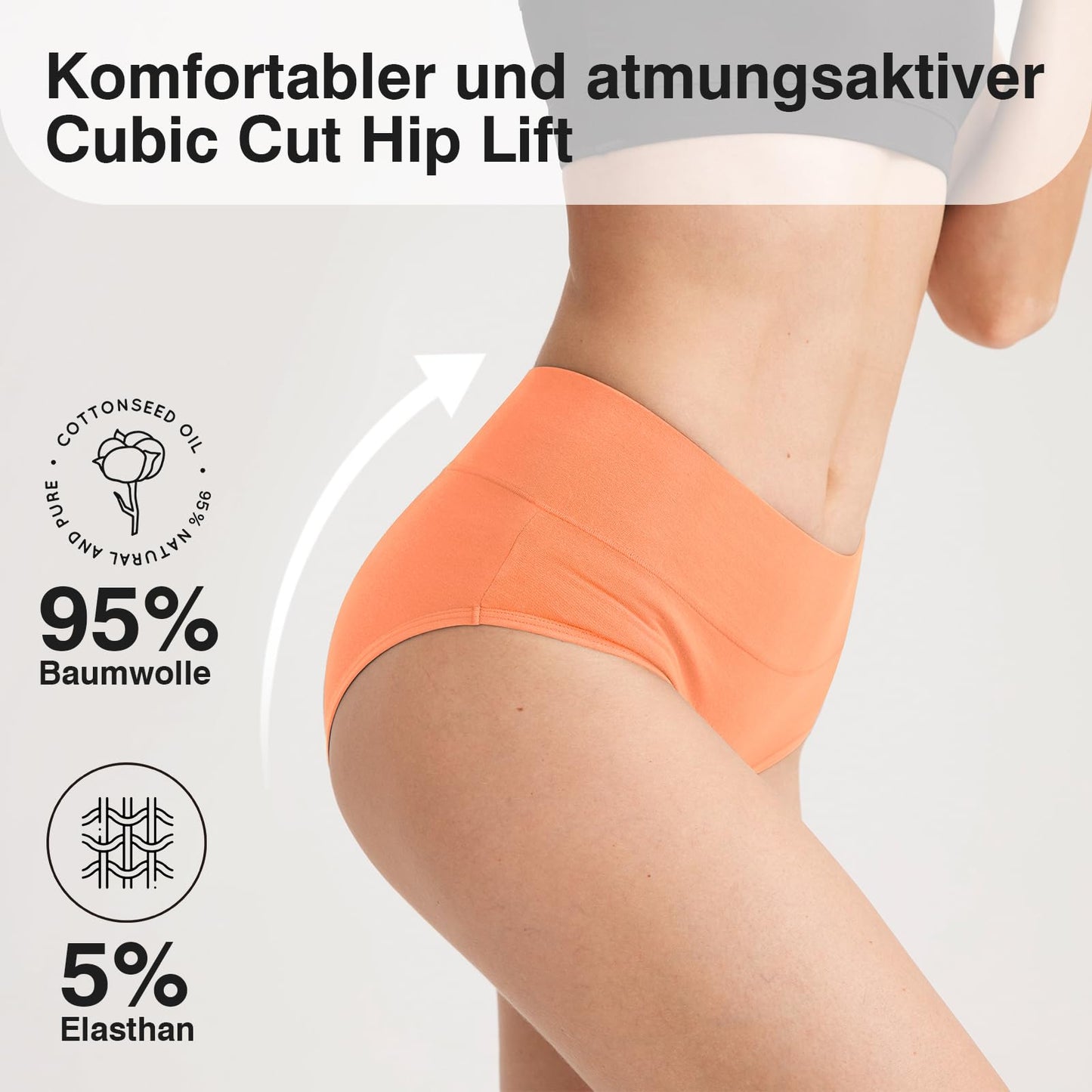 Women's High Waist Cotton Briefs Underwear 6-Pack